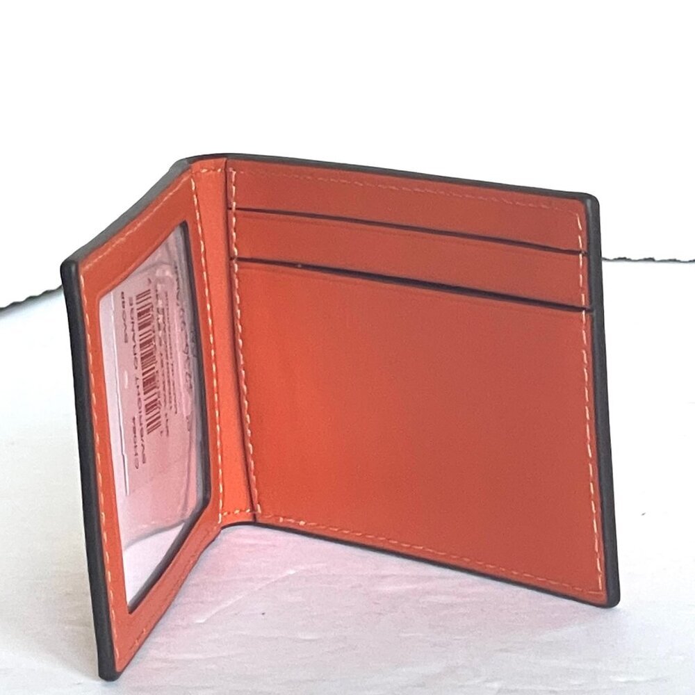 Coach CH084 3 In 1 Wallet Coach Stamp Mens Refined Calf Leather Bright Orange - Picture 5 of 9